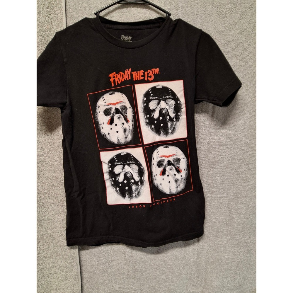 Friday the 13th Jason Voorhees Hockey Mask Graphic T-Shirt Black Mens Small